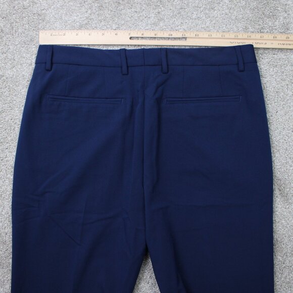 ZARA Dress Pants NWT Mens 32x32 Blue Polyester/Viscose Stretch Flat Front - Picture 7 of 15